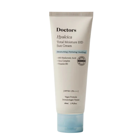 Сонцезахисний крем з 10 формами гіалуронової кислоти та центелою Doctors Hyalcica Total Moisture 10 D Sun Cream SPF 50+ /PA++++, 80 мл NC001383 фото