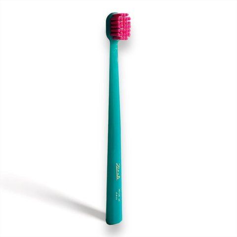 Зубна щітка середньої жорсткості Janeke Medium Toothbrush бірюзова/рожева NC002061 фото