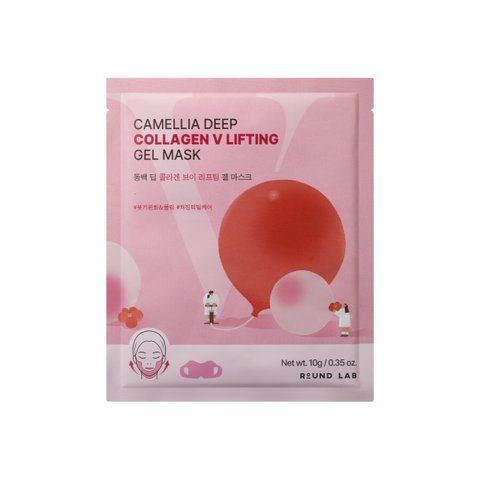 Гідрогелева ліфтинг-маска для контуру обличчя ROUND LAB Camellia Deep Collagen V Lifting Gel Mask, 1 шт NC004514 фото