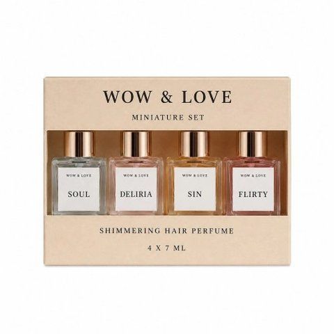 Сет мініатюр парфум-блиску для волосся WOW&LOVE Shimmering Hair Parfume Miniature Set, 4 шт х 7 мл NC004686 фото