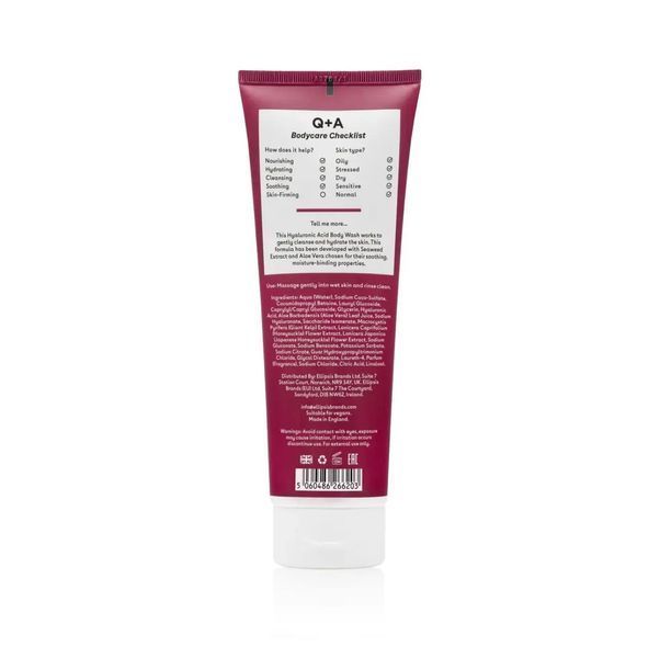 Очищуючий гель для тіла з гіалуроновою кислотою Q+A Hyaluronic Acid Body Wash, 250 ml NC001486 фото