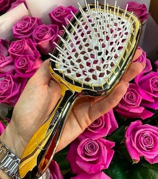 Гребінець для волосся Janeke Superbrush LUX золотистий з білим NC001010 фото