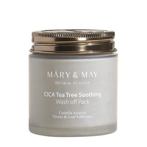 Глиняна маска для обличчя з екстрактами центелли і чайного дерева Mary & May Cica Tea Tree Soothing Wash off Pack 125g NC002221 фото
