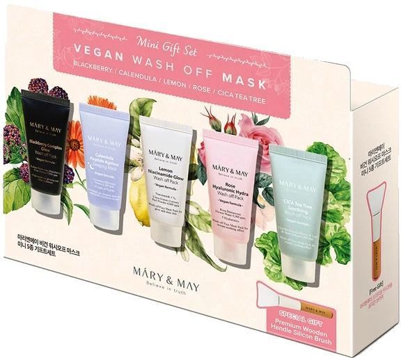 Подарунковий набір глиняних міні-масок для обличчя Mary & May Vegan Wash off Mask mini Gift Set, 5*30g NC002223 фото