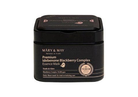 Набір тканинних масок з ідебеноном і ожиновим комплексом Mary & May Premium Idebenon Blackberry Complex Essence Mask, 20шт NC002232 фото