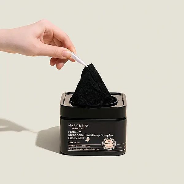 Набір тканинних масок з ідебеноном і ожиновим комплексом Mary & May Premium Idebenon Blackberry Complex Essence Mask, 20шт NC002232 фото