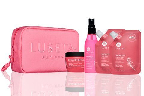 Набір для пошкодженого волосся з косметичкою Luseta Beauty Keratin Jet-Set Hair Smooth Kit, 60мл + 60 мл + 100 мл + 100 мл NC003225 фото