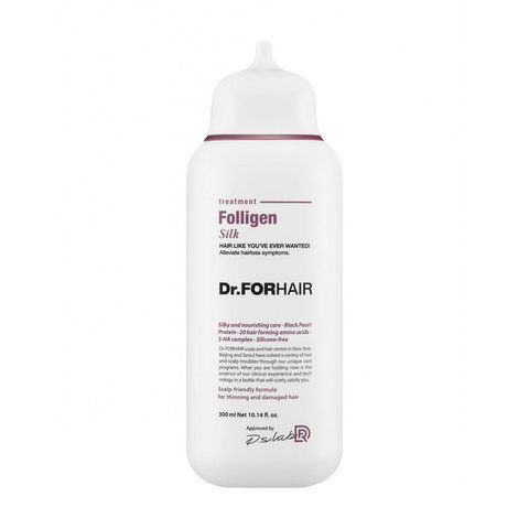 Відновлююча маска - кондиціонер для пошкодженого волосся Dr.FORHAIR Folligen Silk Treatment, 300мл NC001154 фото