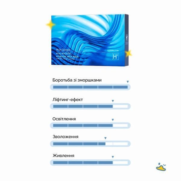 Зволожуюча гідрогелева маска для шиї Dr.Ceuracle Hyal Reyouth Hydrogel Neck Mask, 11гр*10 шт NC002348 фото