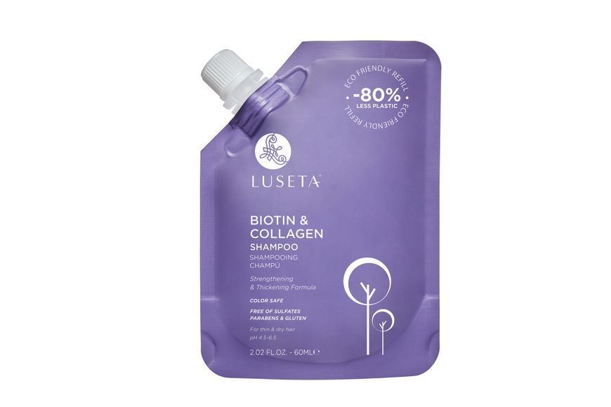 Набір для тонкого та ламкого волосся з косметичкою Luseta Beauty Biotin & Collagen Jet-Set Hair Strengthen Kit, 60мл + 60 мл + 100 мл + 100 мл NC003227 фото
