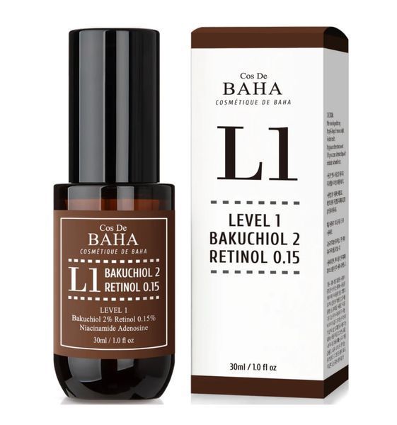 Антивікова сироватка з бакучіолом і ретинолом Cos De BAHA L1 Bakuchiol & Retinol Serum 30ml NC000920 фото