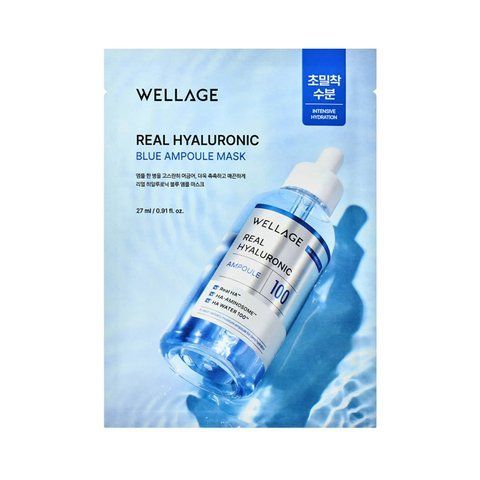 Зволожувальна тканинна маска з гіалуроновою кислотою WELLAGE Real Hyaluronic Blue Ampoule Mask Sheet, 5 шт NC004918 фото