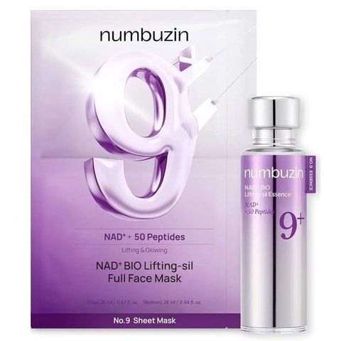 Набір для пружності шкіри NUMBUZIN No.9 NAD Bio Lifting Essence 50 мл та No.9 NAD+ Bio Lifting-sil Full Face Mask 1 шт NC004015 фото