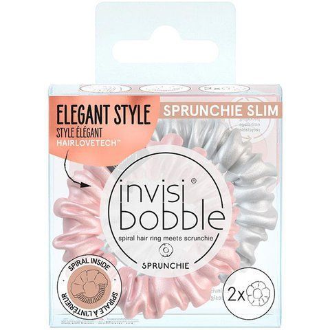 Резинка-браслет для волосся &laquo;рожева та срібна&raquo; Invisibobble Sprunchie Slim Bella Chrome NC001077 фото