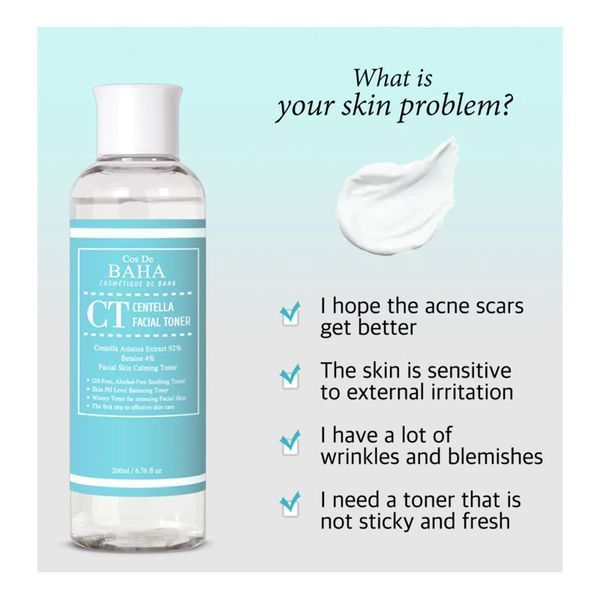 Заспокійливий тонер з центеллою Cos De Baha Centella Facial Toner 200ml NC000490 фото